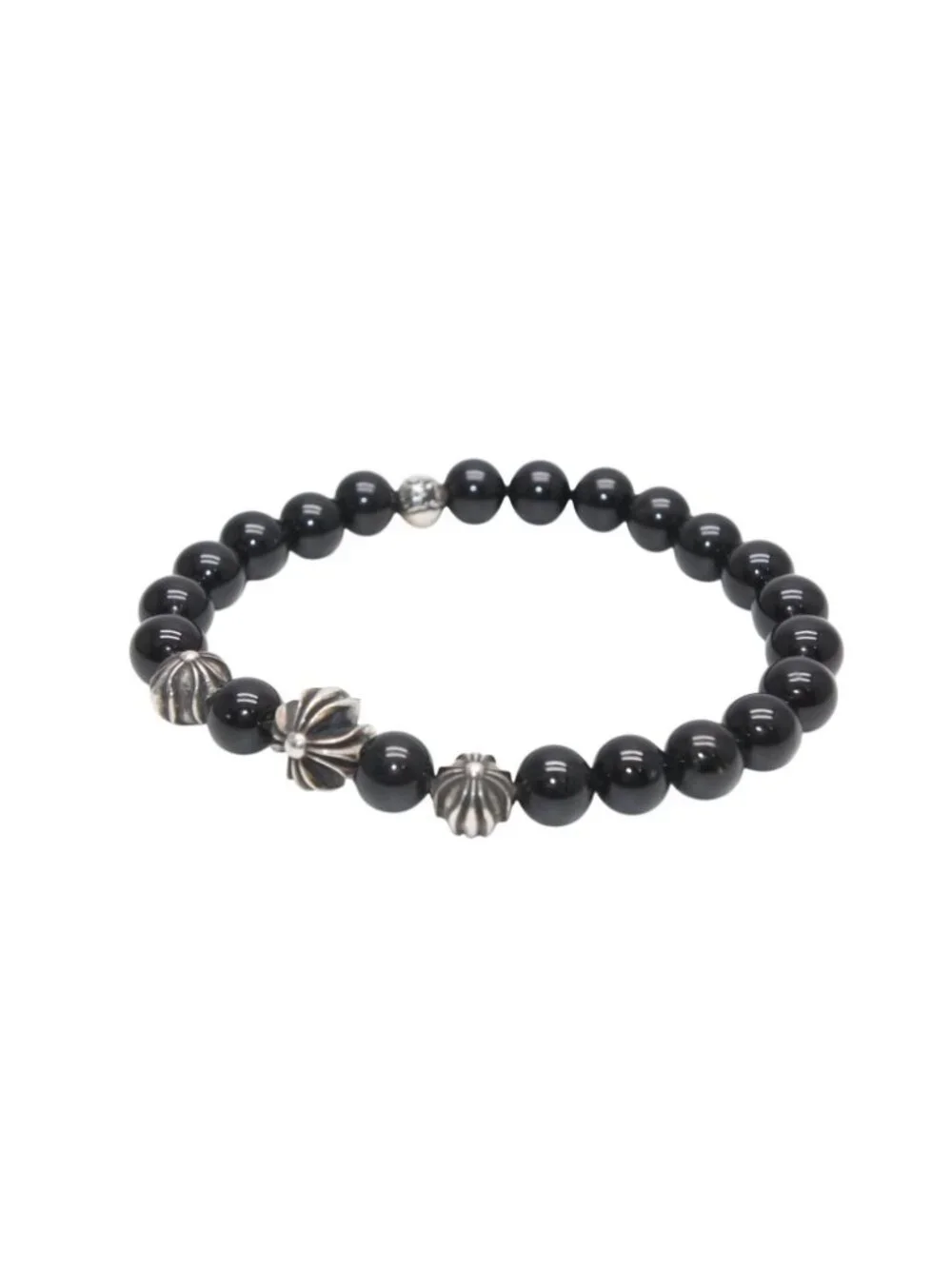 Chrome Hearts 8 Bead Bracelet Onyx 925 Sterling Silver